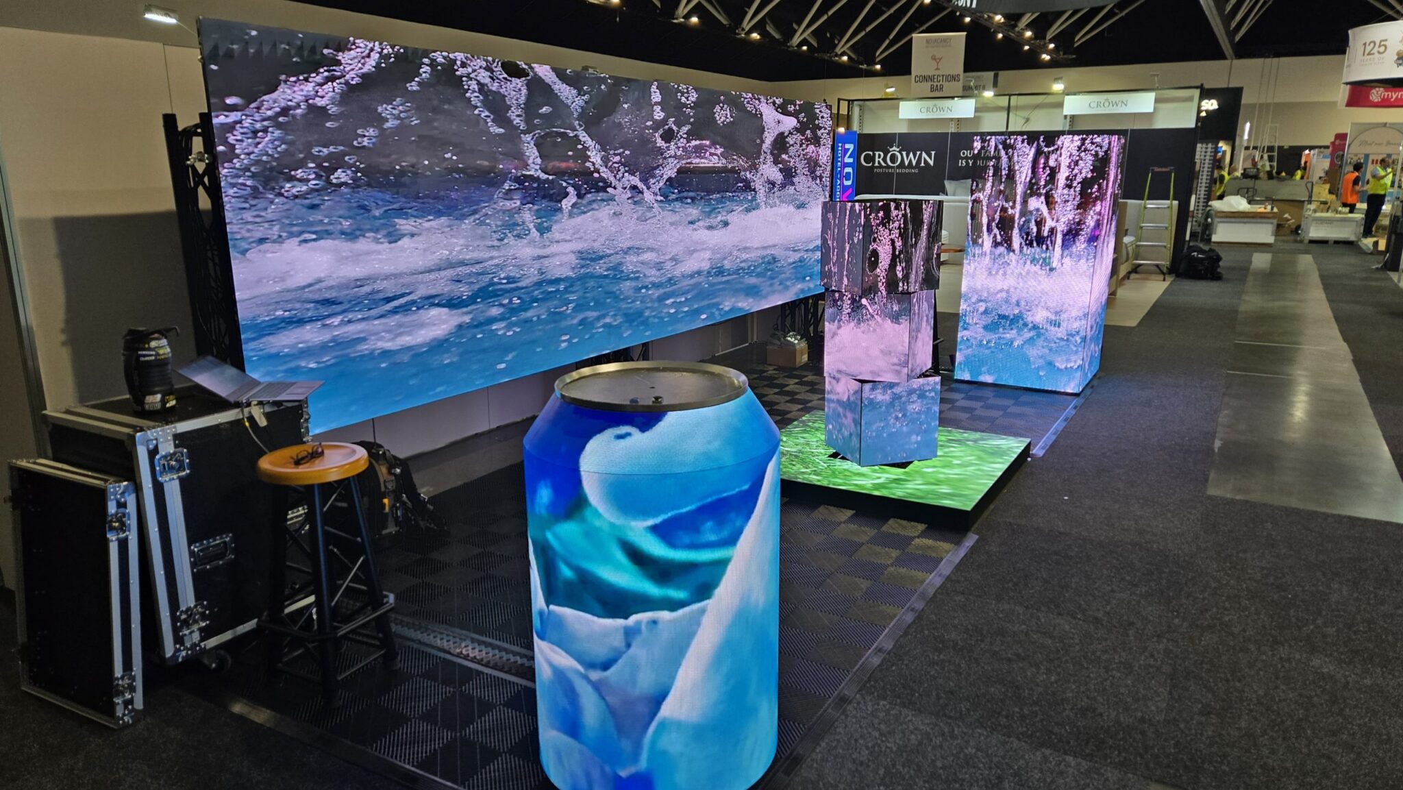 Custom LED beer can display screen showcasing bright visuals for brand promotion
