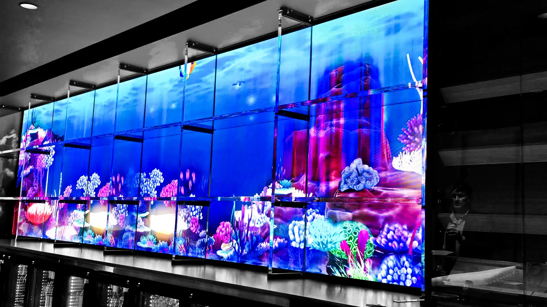 LED display bar installed at St George Motorboat Club showing vivid visuals