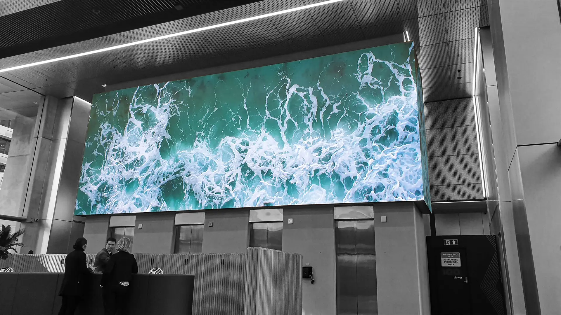 Dexus LED screen installation in the lobby at 100 Mount Street, North Sydney