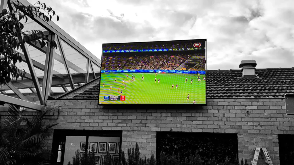 Indoor LED screen wall installation in corporate foyer