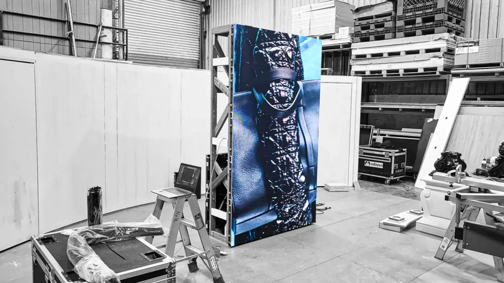Giant LED screen installation at outdoor event venue